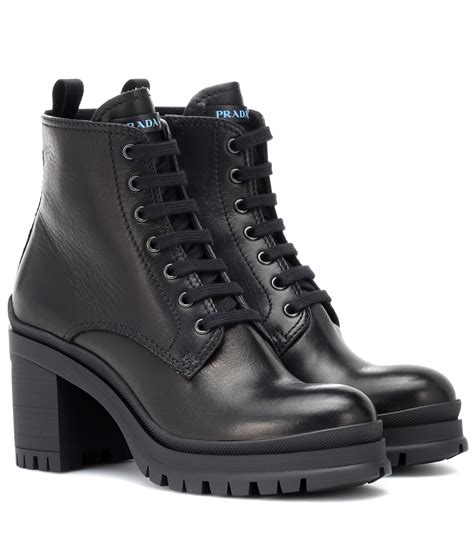 prada women's black leather ankle boots|prada genuine leather boots.